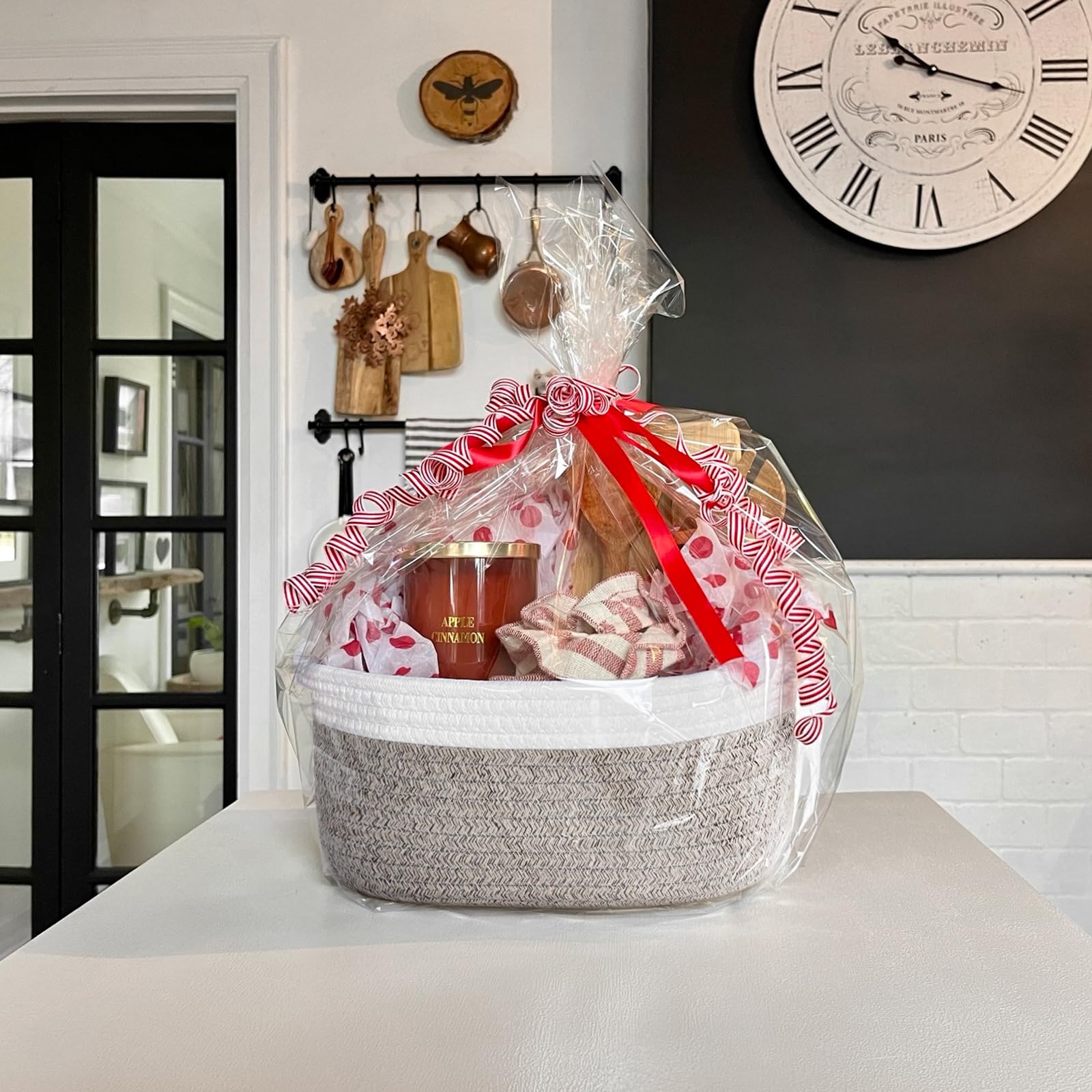 Goodpick kitchen storage basket neatly holds vegetables and utensils.