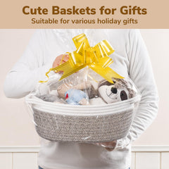 Goodpick small woven nursery storage basket keeps nappies organized and bedroom tidy.