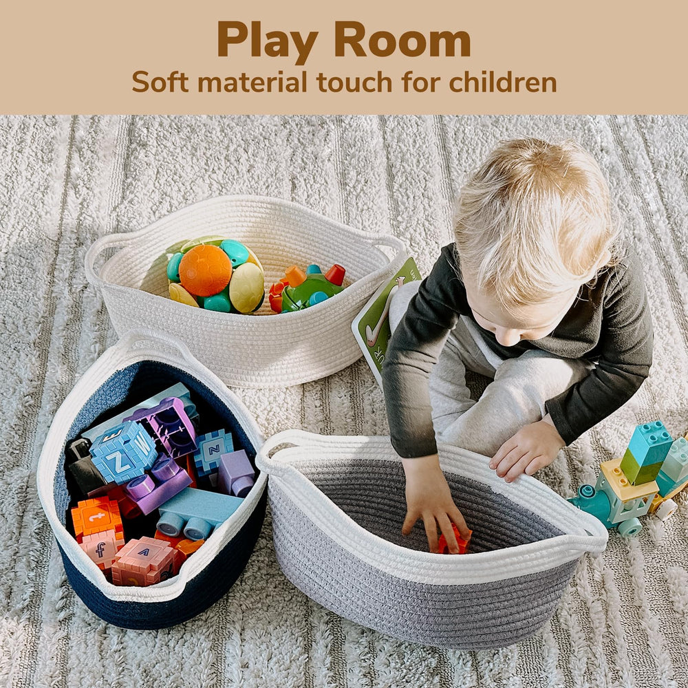 Goodpick small woven basket in nursery storing toys and nappies neatly within reach