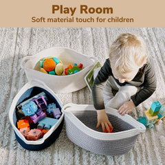 Goodpick small woven basket in nursery storing toys and nappies neatly within reach