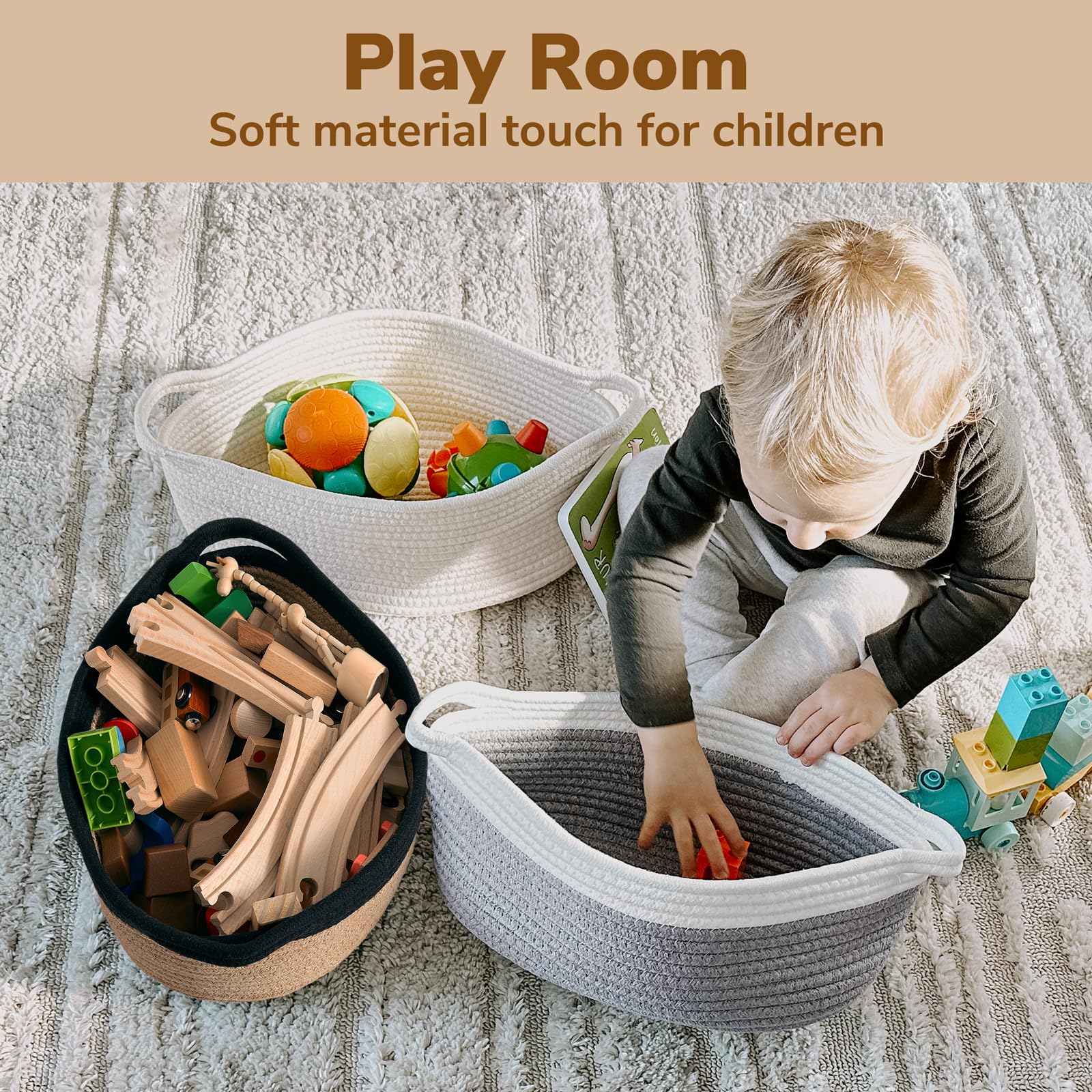 Goodpick small woven basket top view highlights its collapsible design.