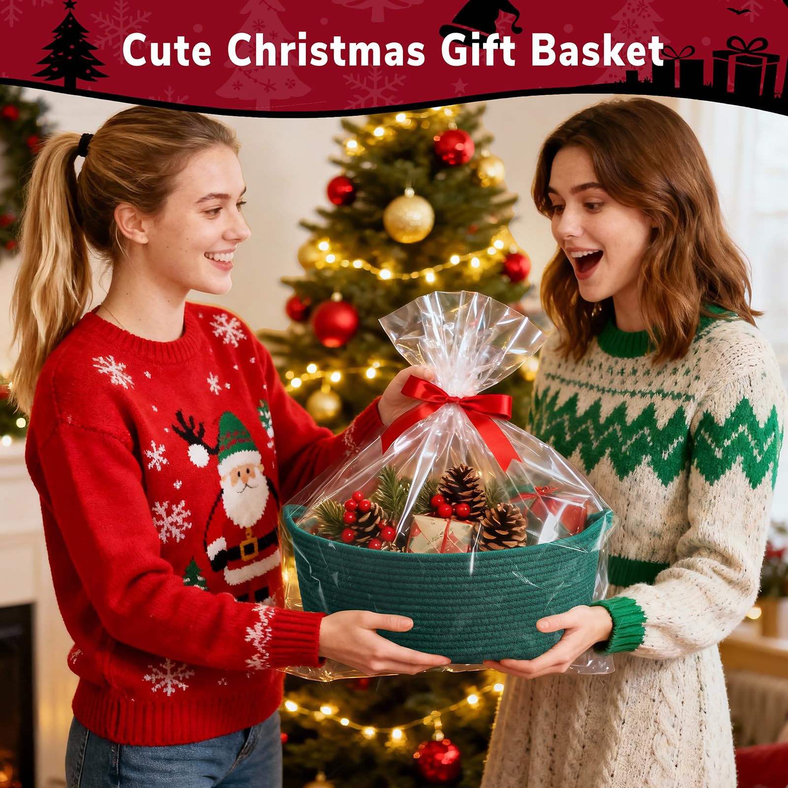 Goodpick empty-gift basket with handles adds stylish, reusable gift packaging.