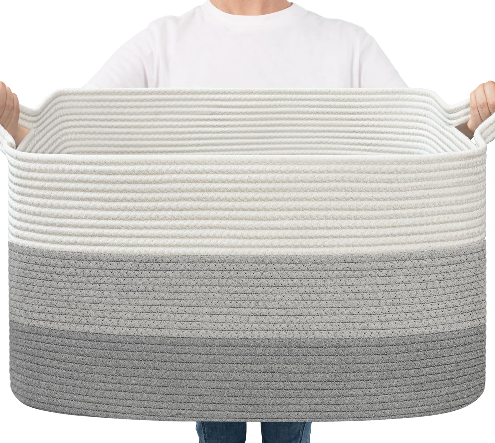 Goodpick Storage Basket large blanket basket keeps blankets neatly organized.