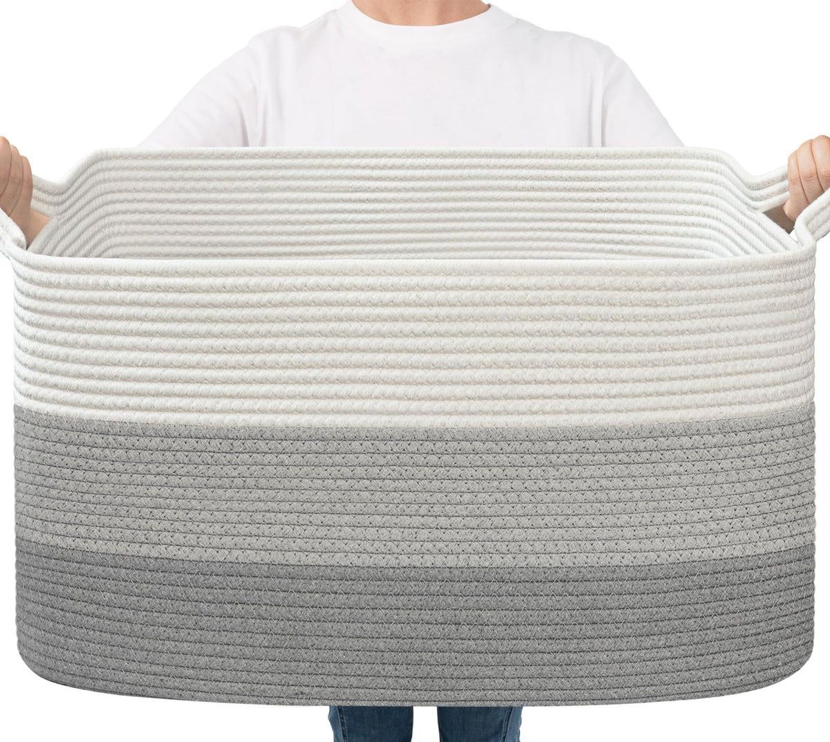 Goodpick Storage Basket large blanket basket keeps blankets neatly organized.