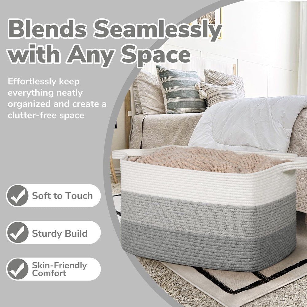 Goodpick Storage Basket filled with blankets demonstrates practical storage.