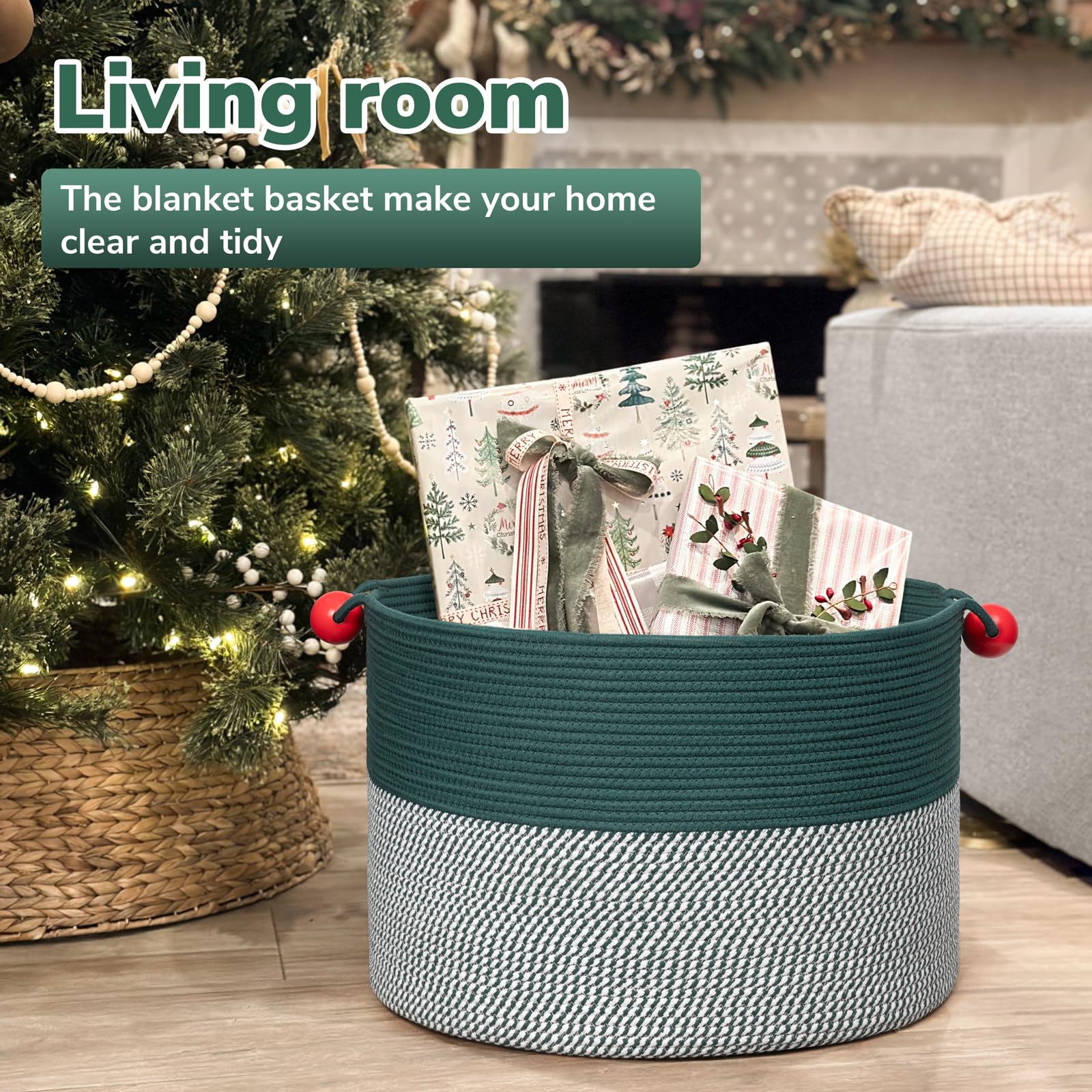Goodpick green laundry basket with ample 90L capacity