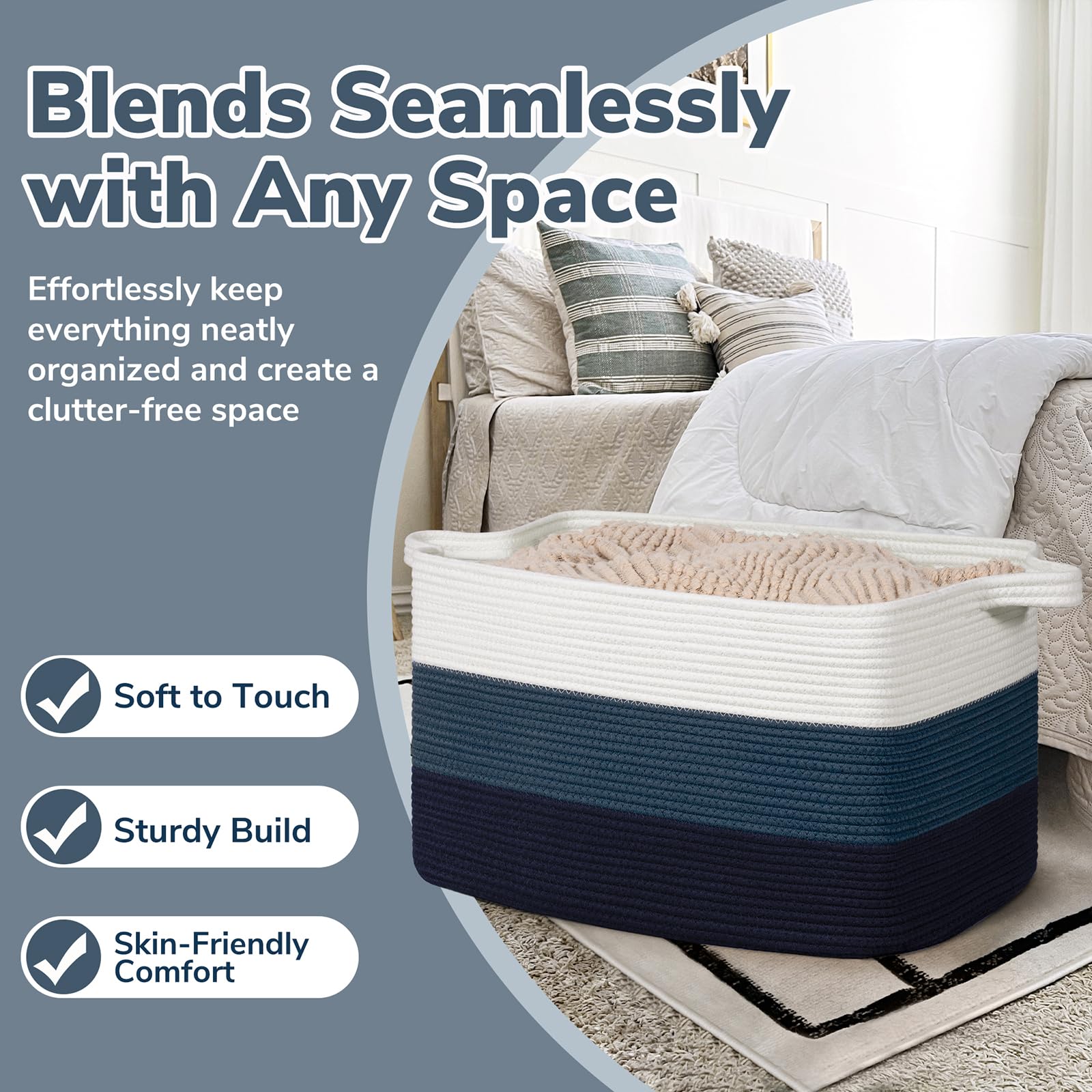 Goodpick storage basket soft material closeup highlights durable cotton rope texture