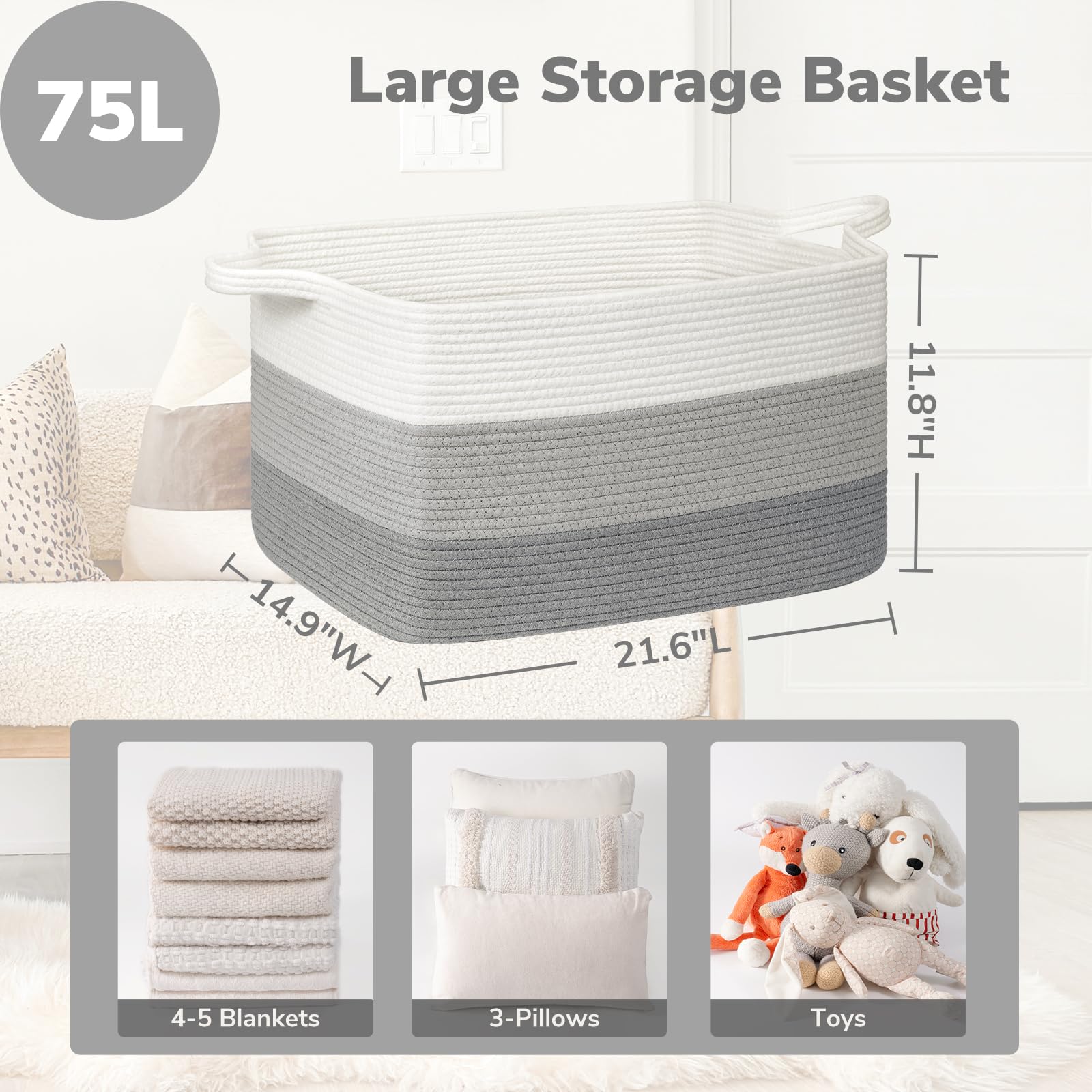 Goodpick Storage Basket two handles enable easy moving.
