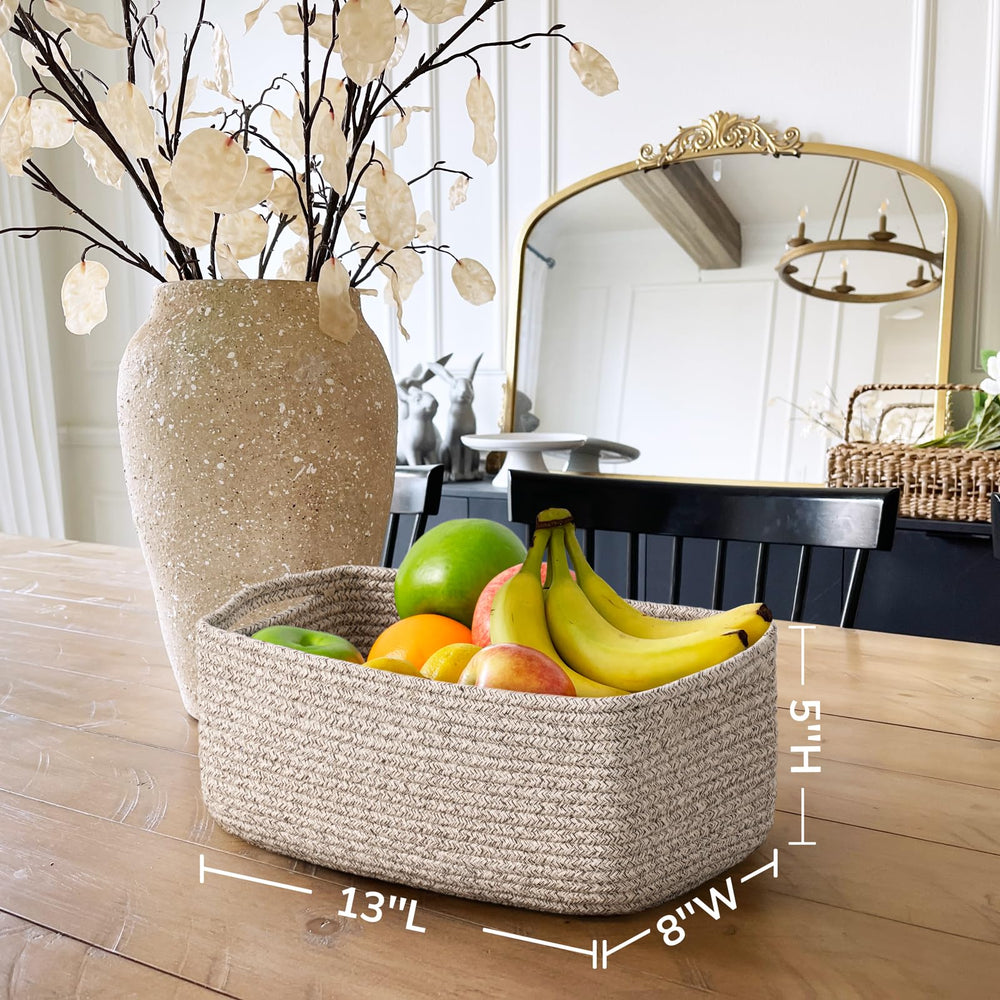 Goodpick storage baskets with sturdy side handles enable easy portability.