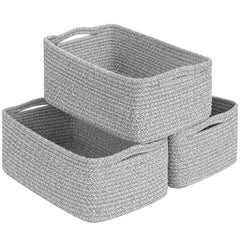 Goodpick 3-pack rectangle baskets with side handles on a shelf for easy organization