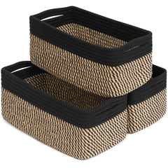 Goodpick storage baskets front view black and jute for stylish living room organization.