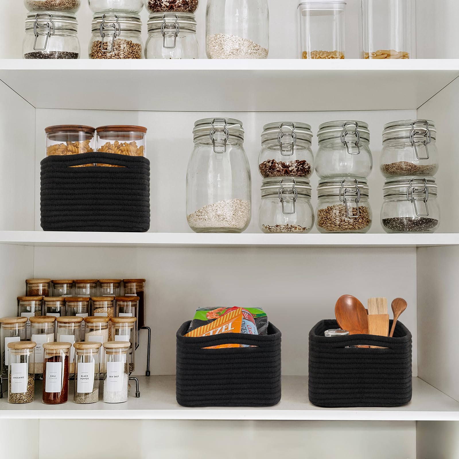 Goodpick storage baskets gift-ready black packaging enhances home decor and gifting.