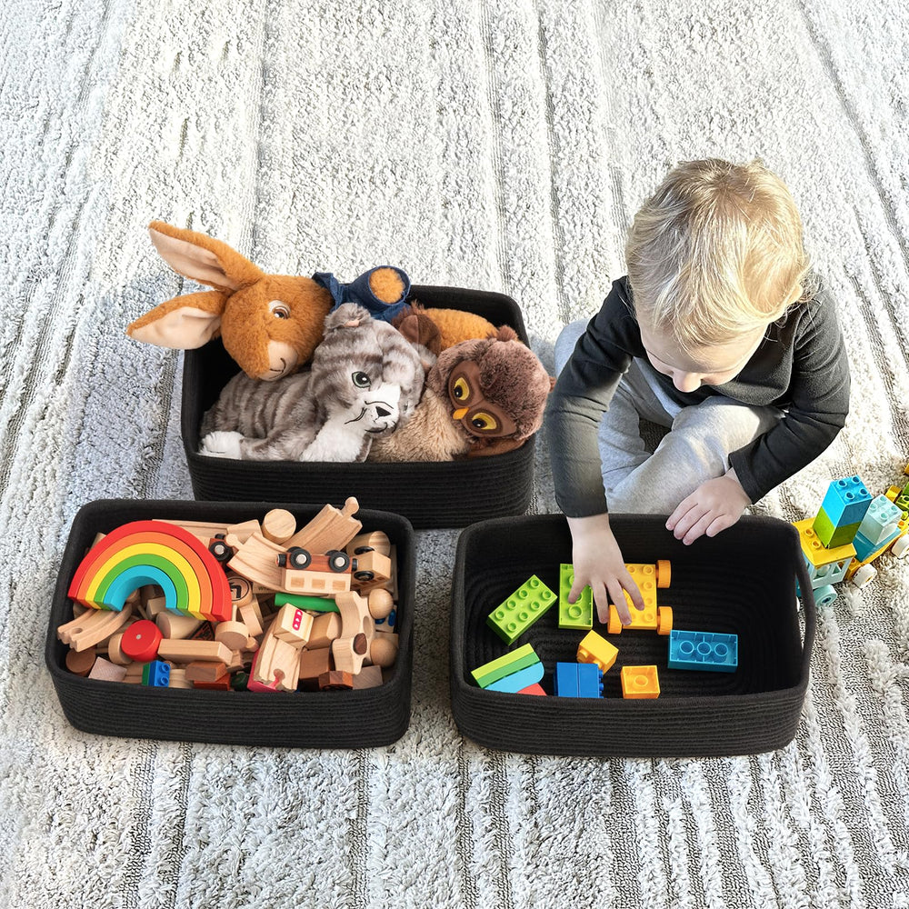 Goodpick storage baskets with handles, easy to carry for tidy, portable organization.