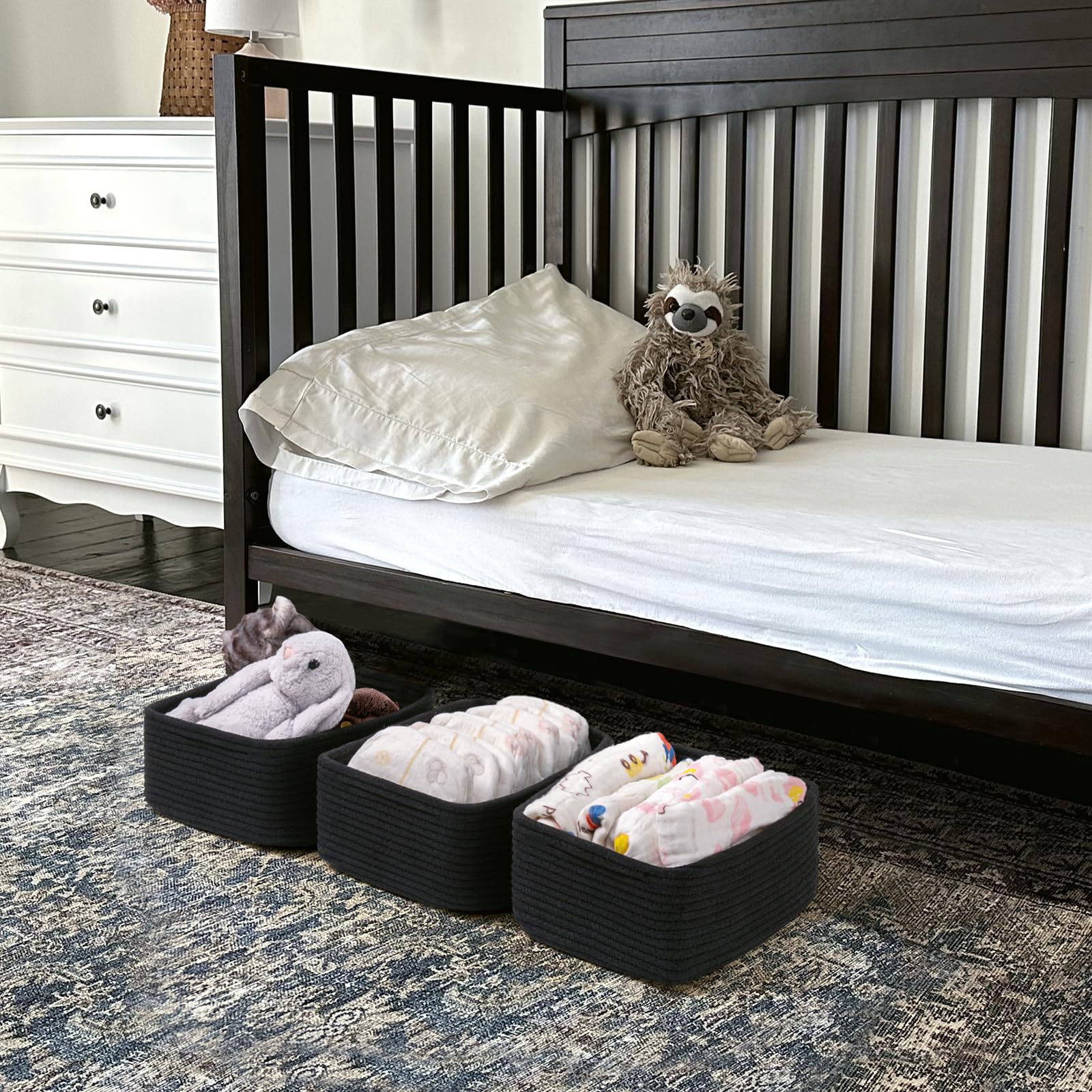 Goodpick storage baskets in nursery or playroom setting used for toy storage.