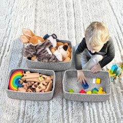 Goodpick baskets used to organize towels in bathroom or laundry area