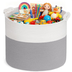 Goodpick toy storage basket grey full view showcases spacious 60L capacity for toys.