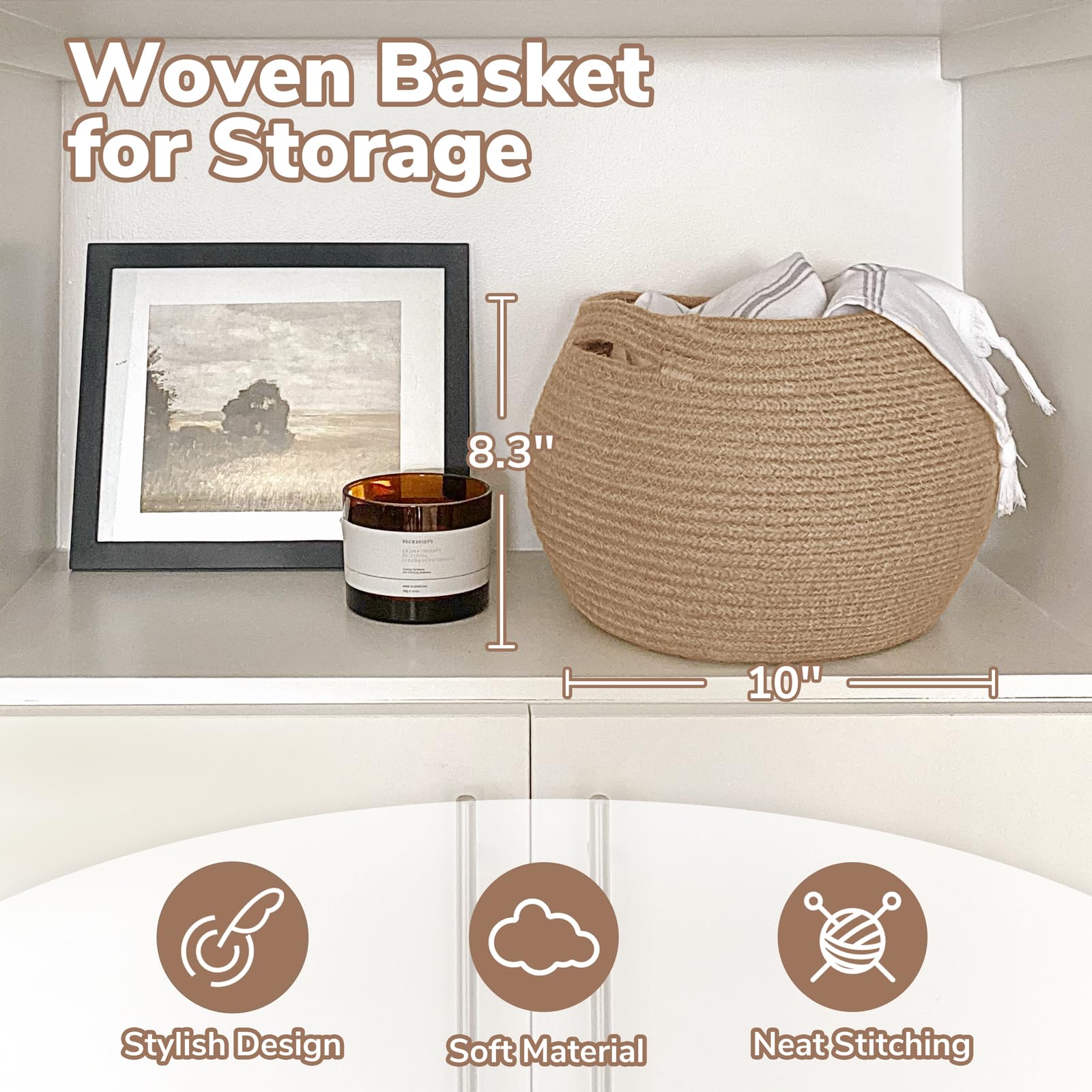 Goodpick wicker basket folded jute demonstrating portable, space-saving design.