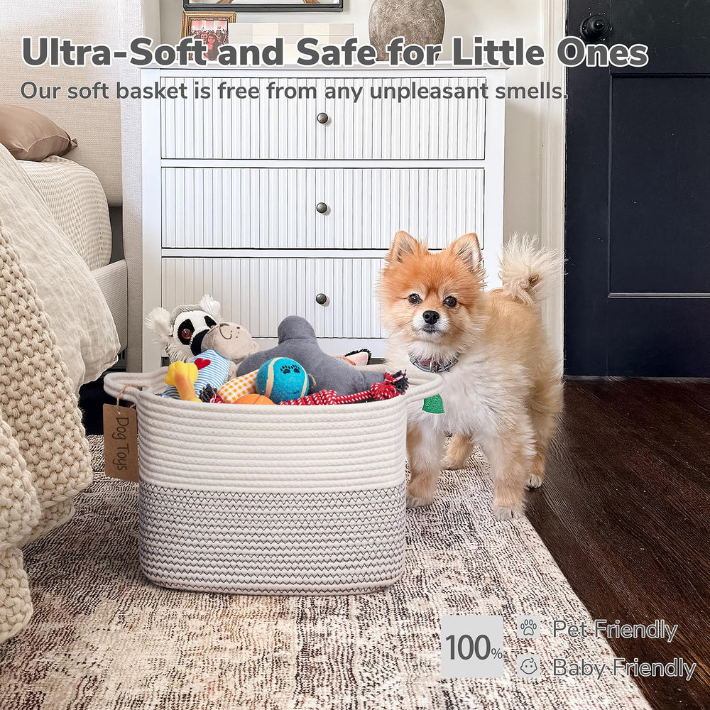 Goodpick Woven Storage Basket in bathroom or laundry for towels and supplies.