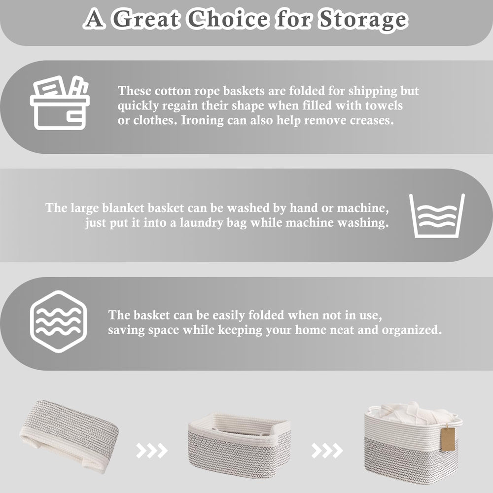 Goodpick Woven Storage Basket folded-to-shape demonstration for transport ease.