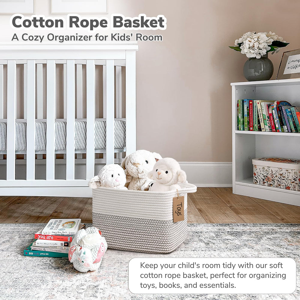 Goodpick Woven Storage Basket handle close-up showing sturdy handles for transport.