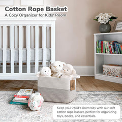 Goodpick Woven Storage Basket handle close-up showing sturdy handles for transport.