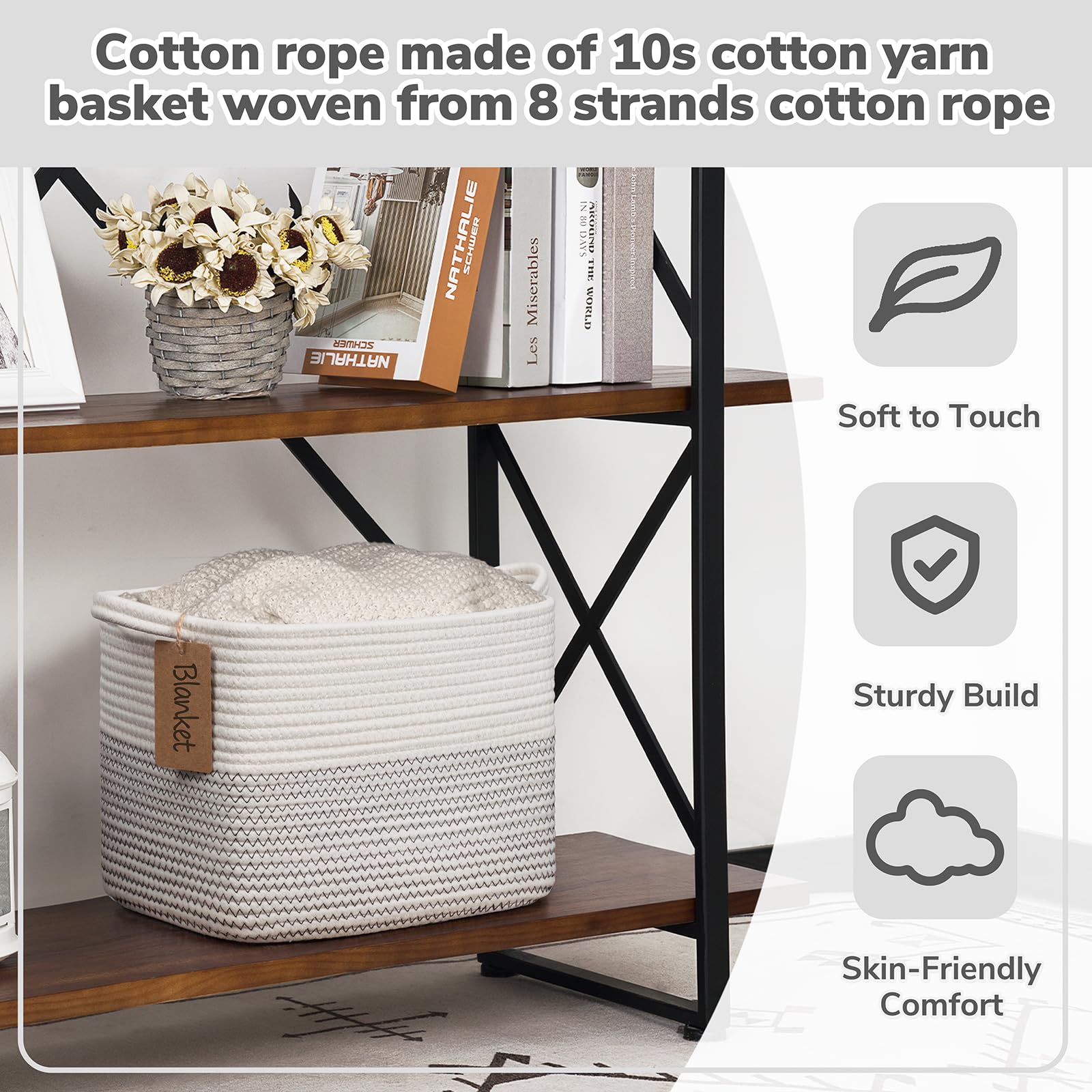 Goodpick Woven Storage Basket toy storage with clear labeling.