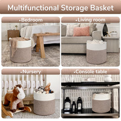 Goodpick basket with knotted handles is portable for room-to-room storage.