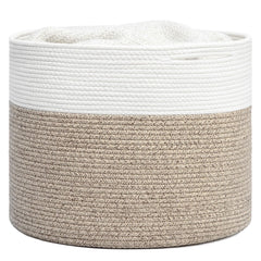 Goodpick woven rope basket side view showing sturdy handles for easy transport.
