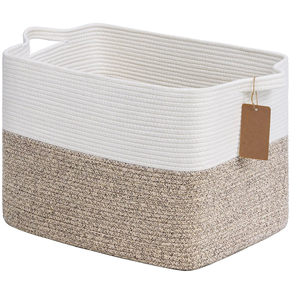 Goodpick woven storage basket neatly stores blankets in a roomy 18x14x12 inch space