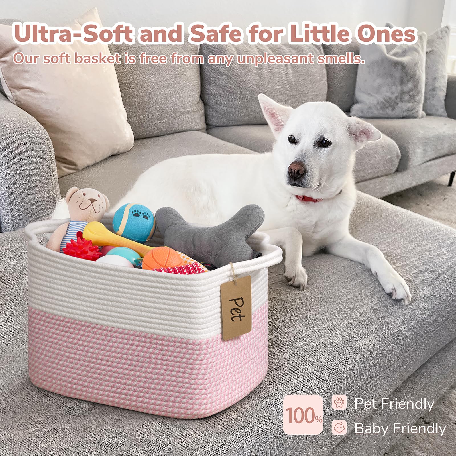 Goodpick Woven Storage Basket filled with blankets shows versatile room storage