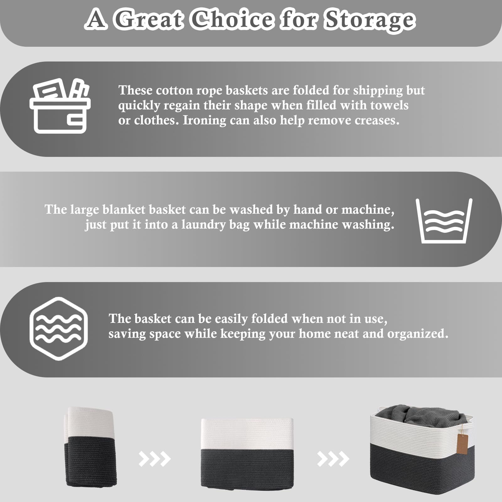 Goodpick basket folds flat for transport and reshapes when filled.