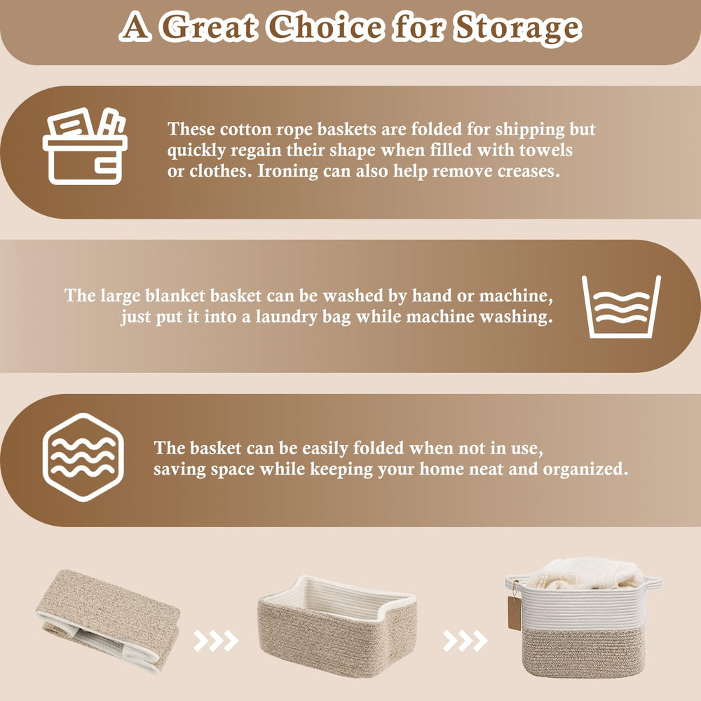 Goodpick Woven Storage Basket folded for shipping and flat storage.