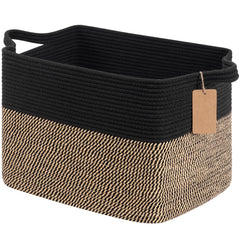 Goodpick woven storage basket folded for transport offers easy setup and versatile placement.