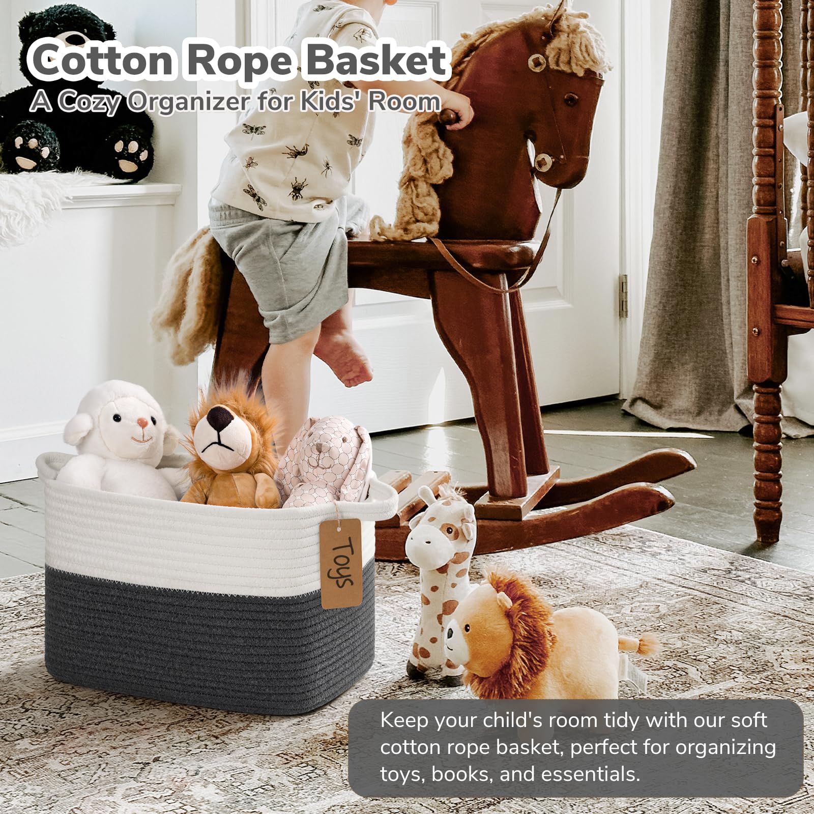 Goodpick woven storage basket handles closeup showing sturdy pull-out convenience