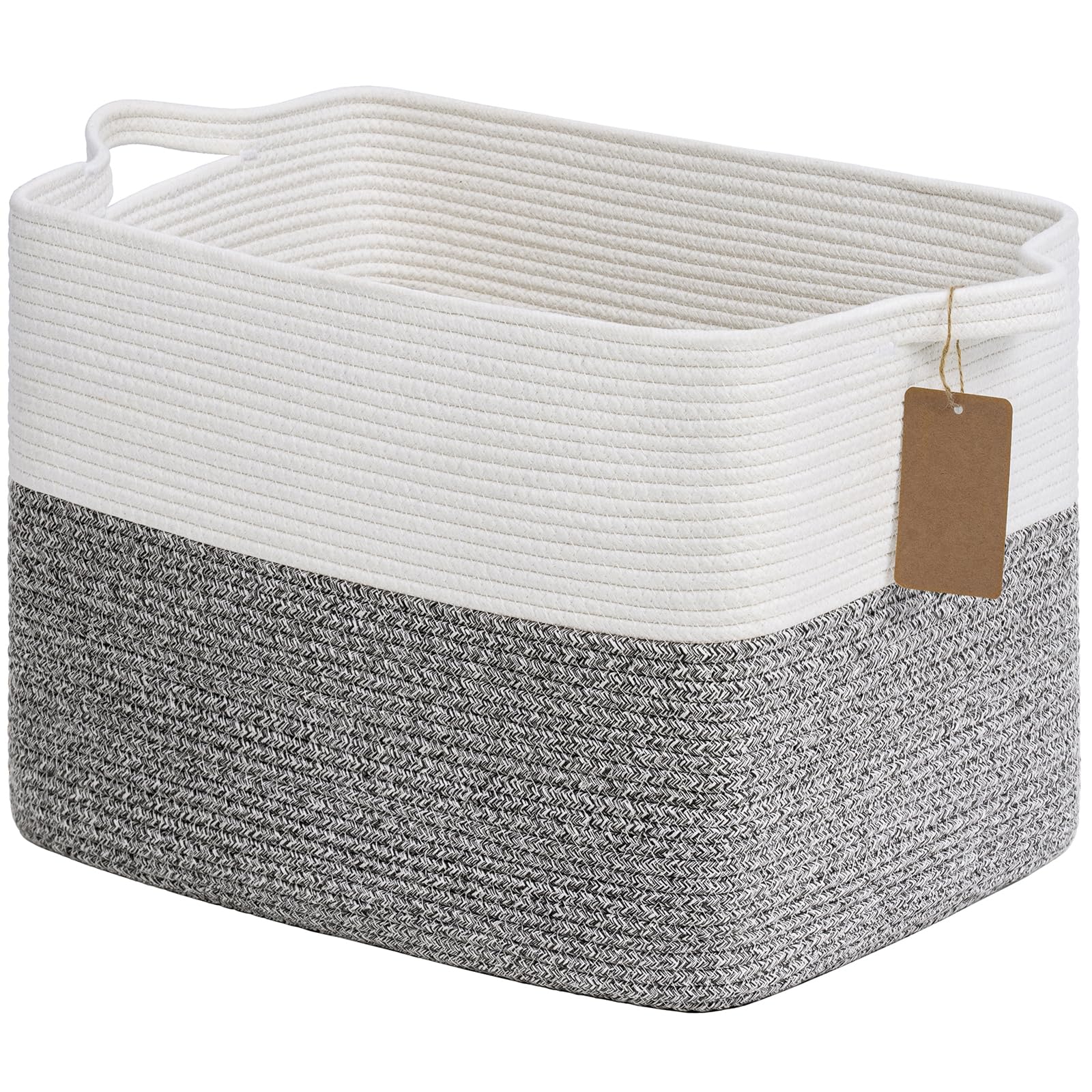 Goodpick Woven Storage Basket showing handles and soft cotton rope for versatile, gentle storage.