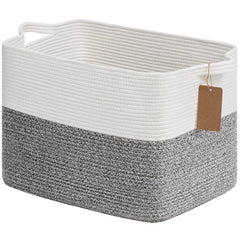 Goodpick Woven Storage Basket showing handles and soft cotton rope for versatile, gentle storage.