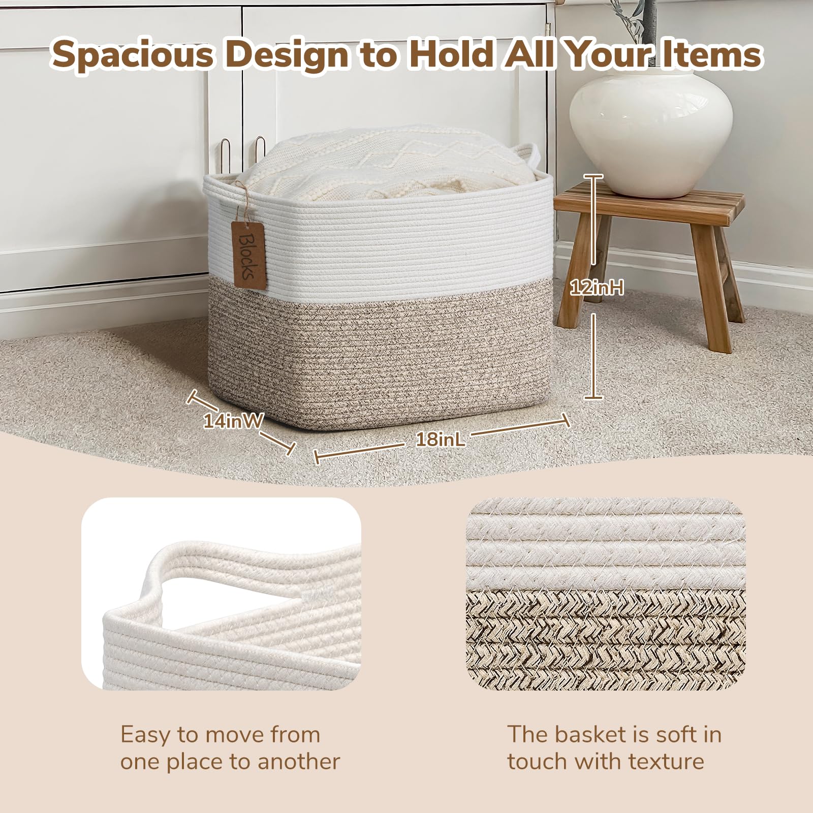 Goodpick woven storage basket with labels helps quick organization by category
