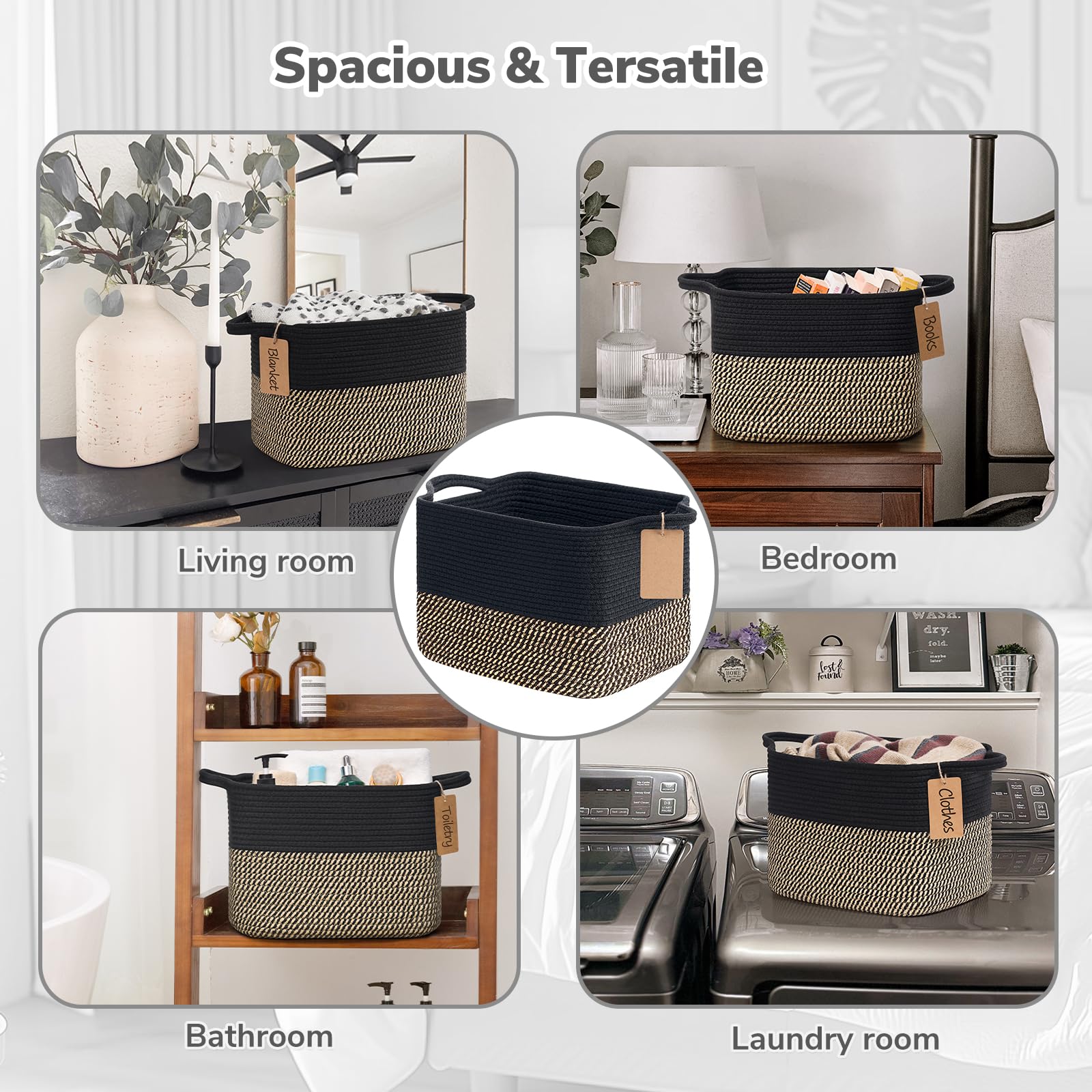 Goodpick Woven Storage Basket in living room for versatile storage and style