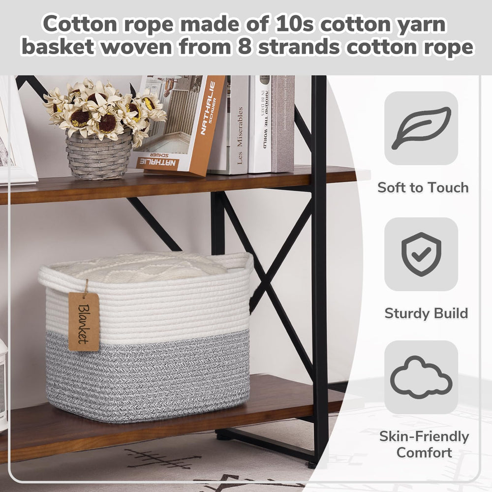 Goodpick woven storage basket in neutral gray and white decor-friendly design