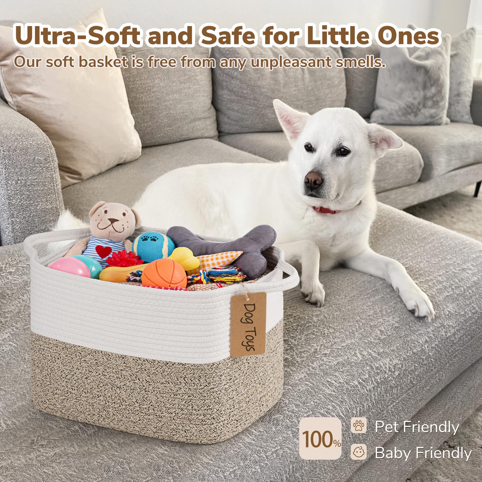 Goodpick Woven Storage Basket in nursery with baby items neatly stored.