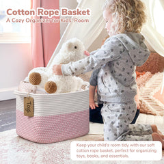 Goodpick Woven Storage Basket rope material close-up shows soft, skin-friendly cotton rope
