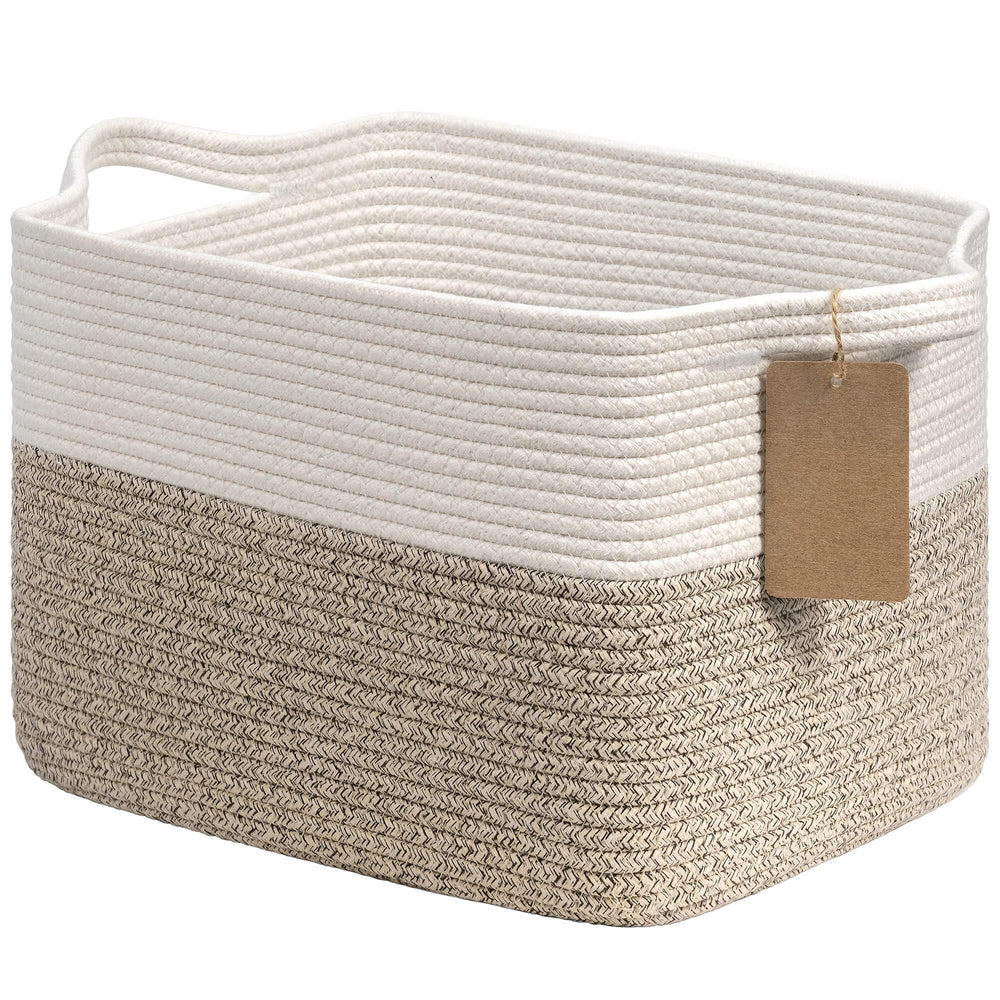 Goodpick Woven Storage Basket side view highlighting easy carrying with built-in handles.