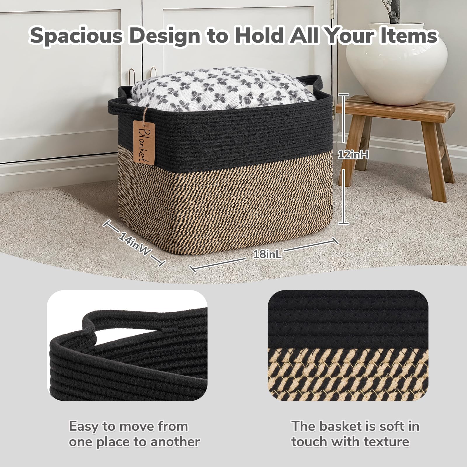Goodpick woven storage basket towels storage provides neat bathroom organization.
