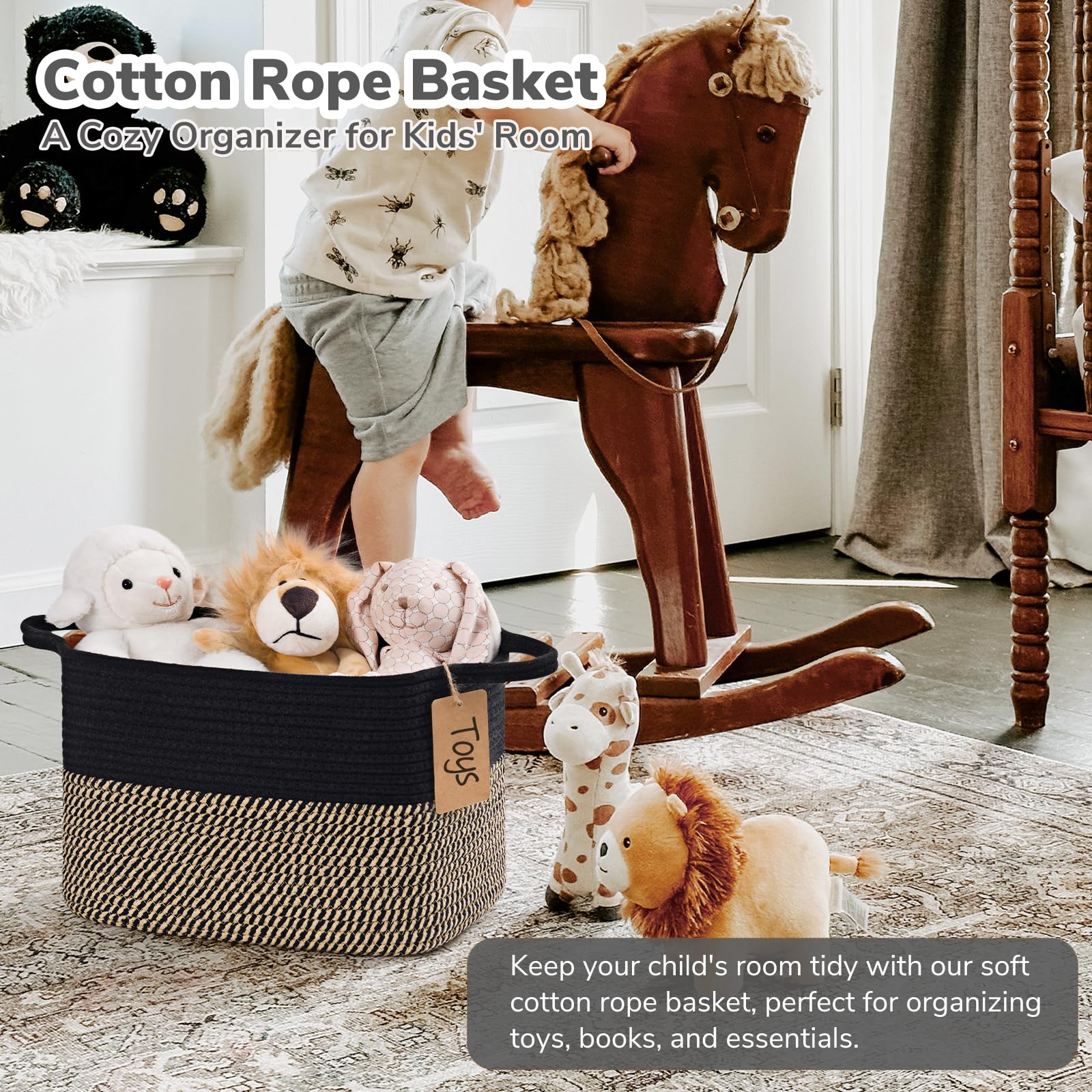 Goodpick Woven Storage Basket used for towels enhances bathroom organization