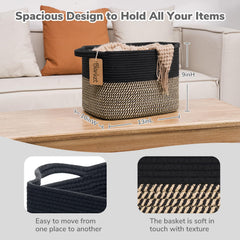 Goodpick Woven Storage Basket toy contents with handles makes lifting easy