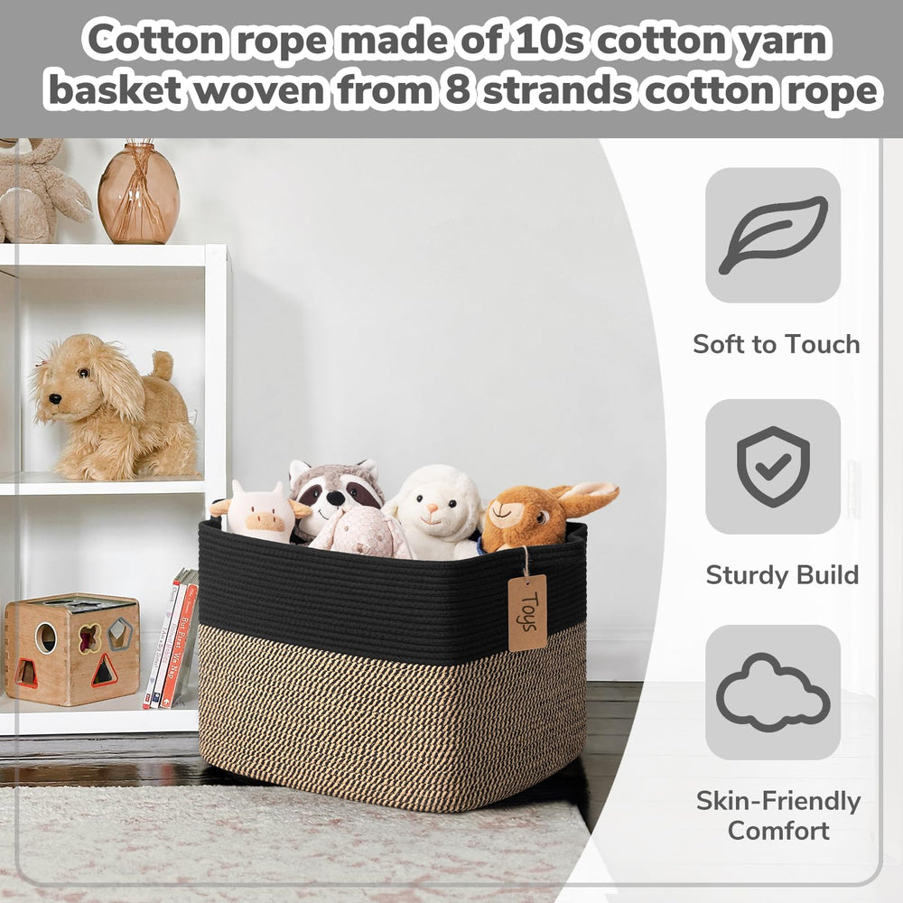 Goodpick woven storage basket filled with toys helps keep kids' room organized.