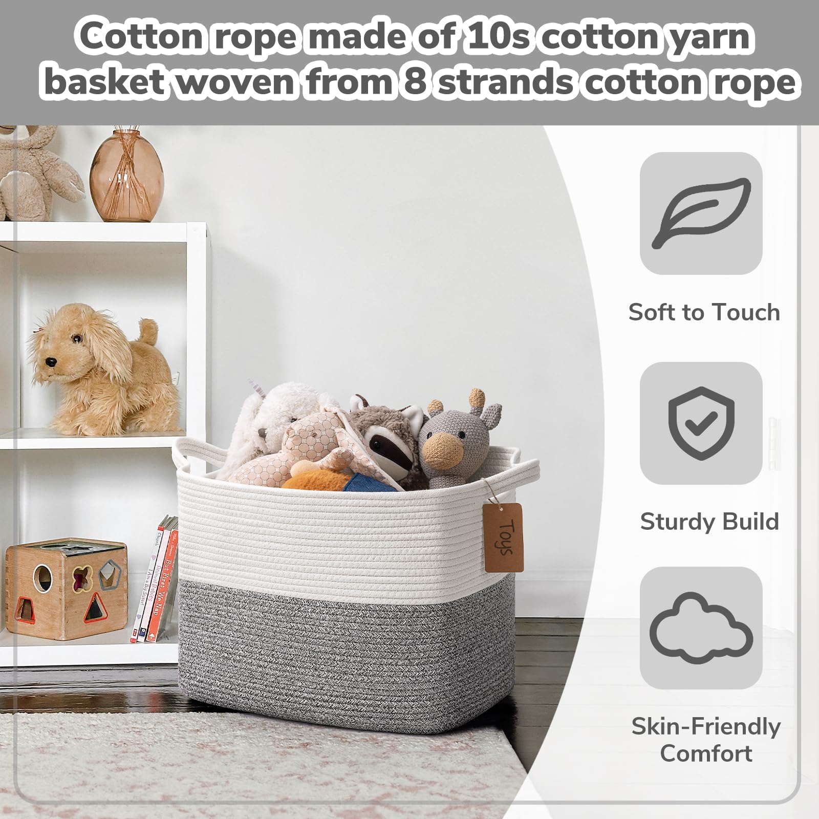 Goodpick Woven Storage Basket for kids' toys storage with easy access.