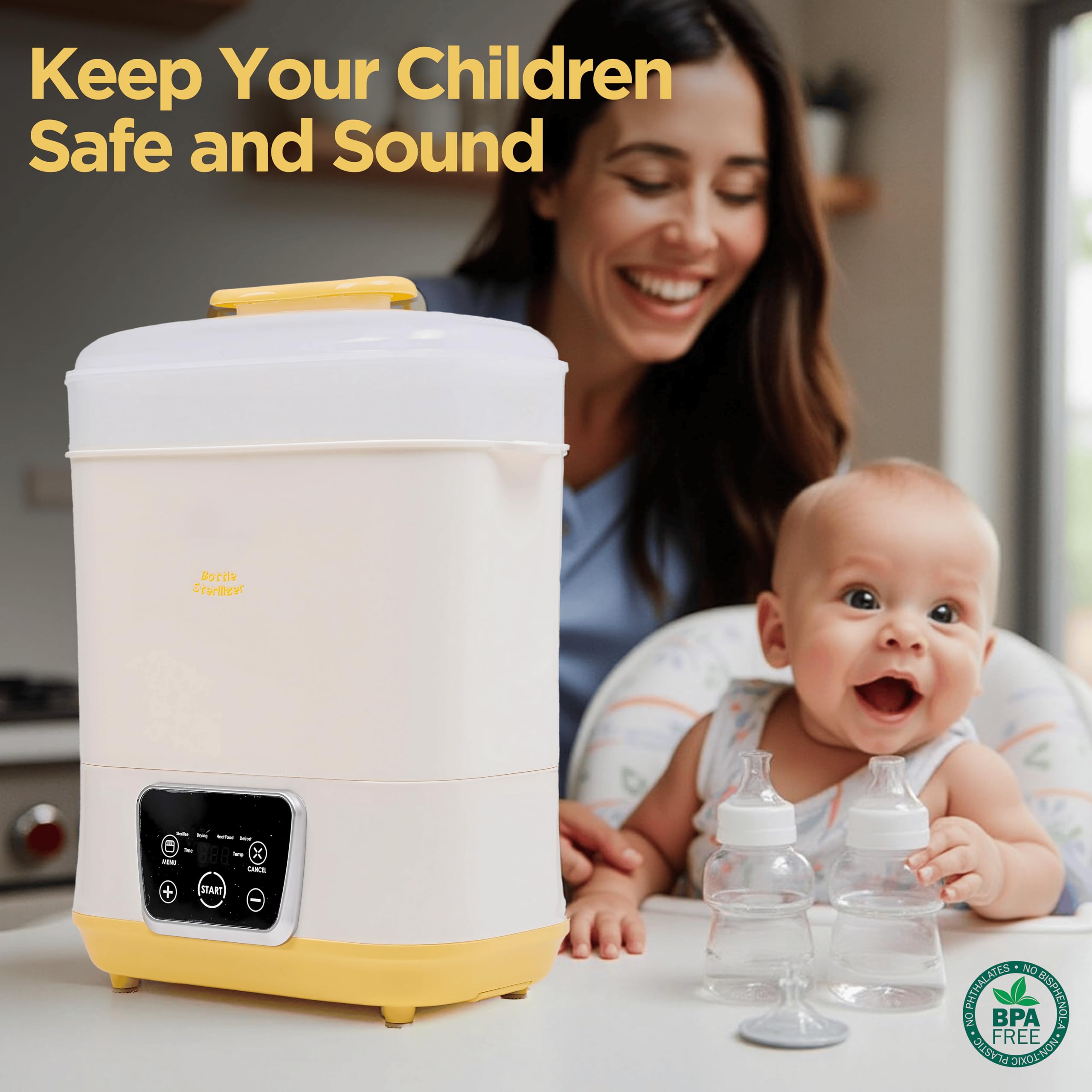 Goodscious 6-in-1 sterilizer lid keeps items secure during cycles