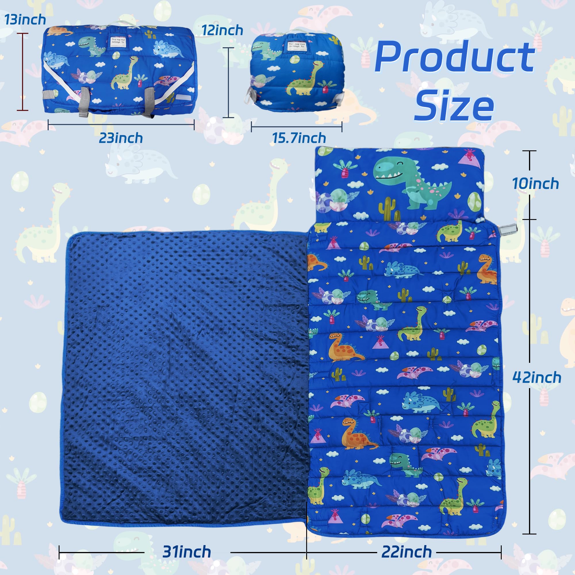 Googgoing nap mat blanket roll-up with storage straps for tidy setup.