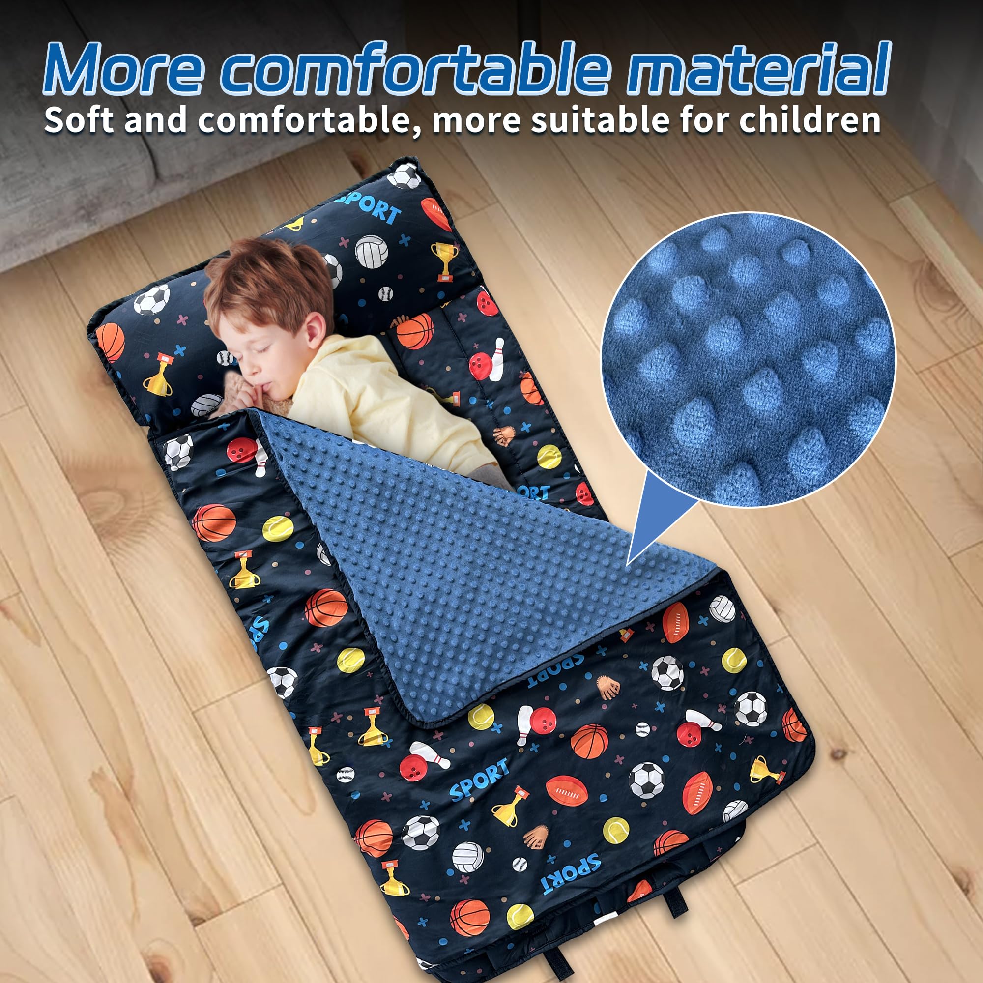 Googgoing nap mat includes name tags to help differentiate mats in daycare.